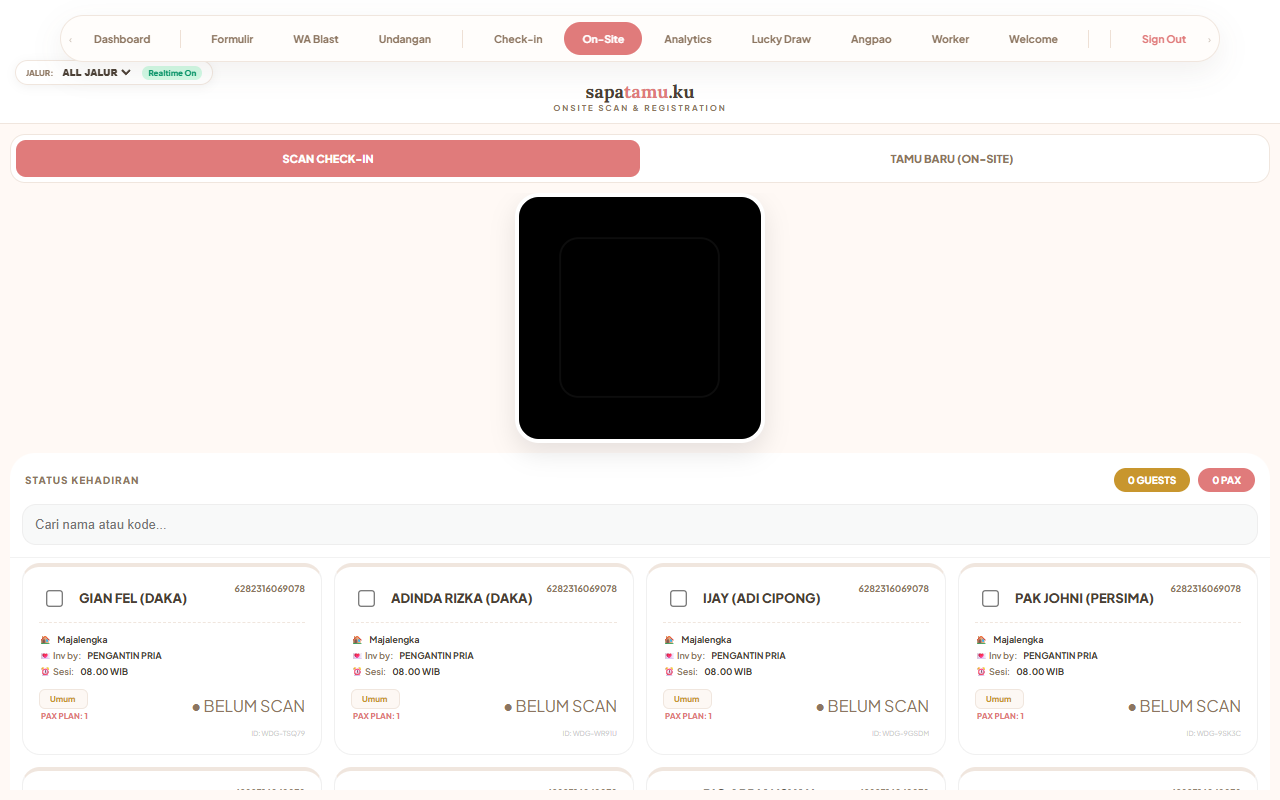 On-Site Manual Registration Console